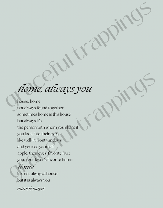 Home, always you poem - green