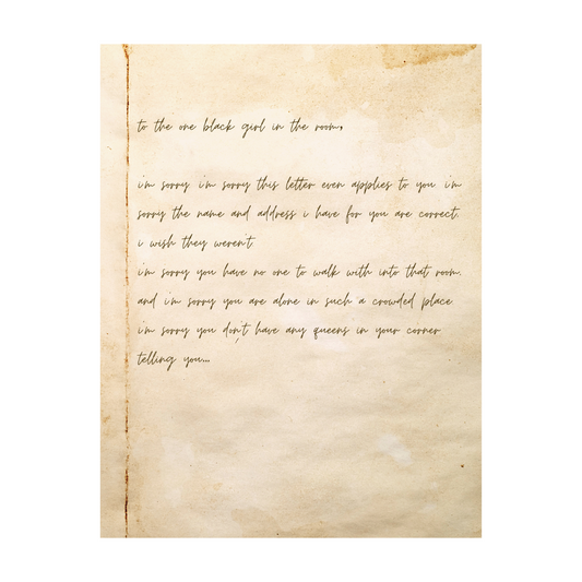 one black girl handwritten poem