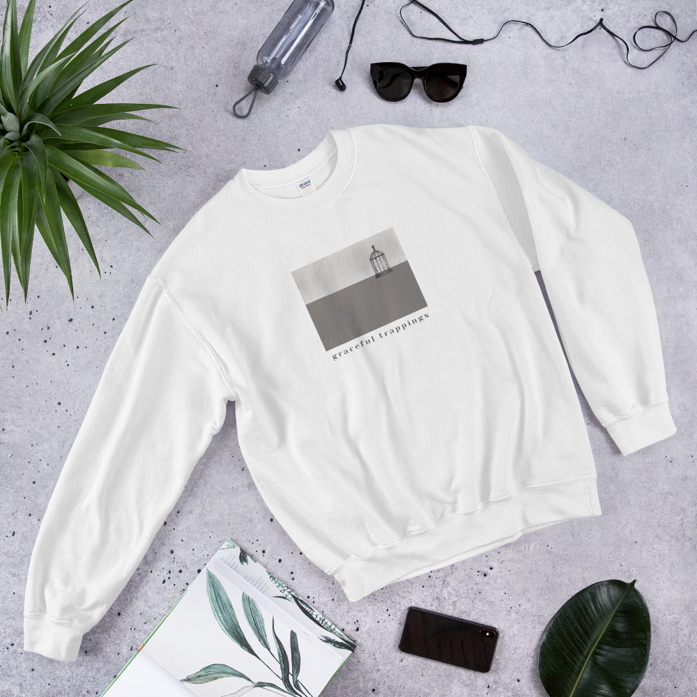 graceful trappings white sweatshirt