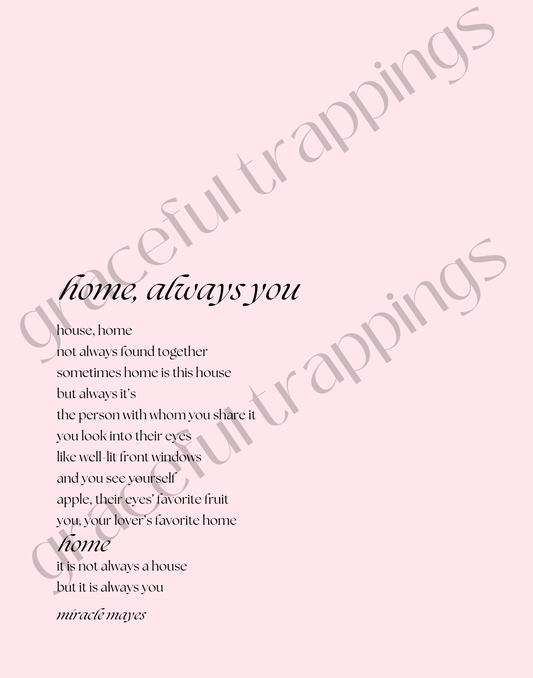 Home, always you poem - pink