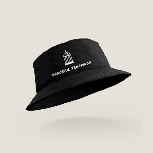 graceful trappings black bucket hat