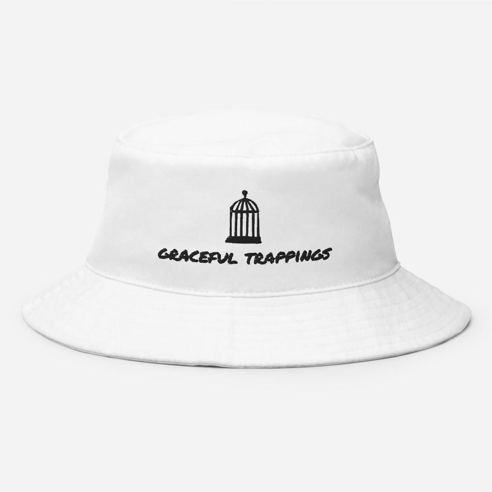 graceful trappings white bucket hat